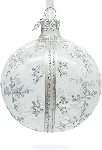 Miniatura 2 de Copos de nieve en bola de vidrio transparente adorno de Navidad 3.25 pulgadas
