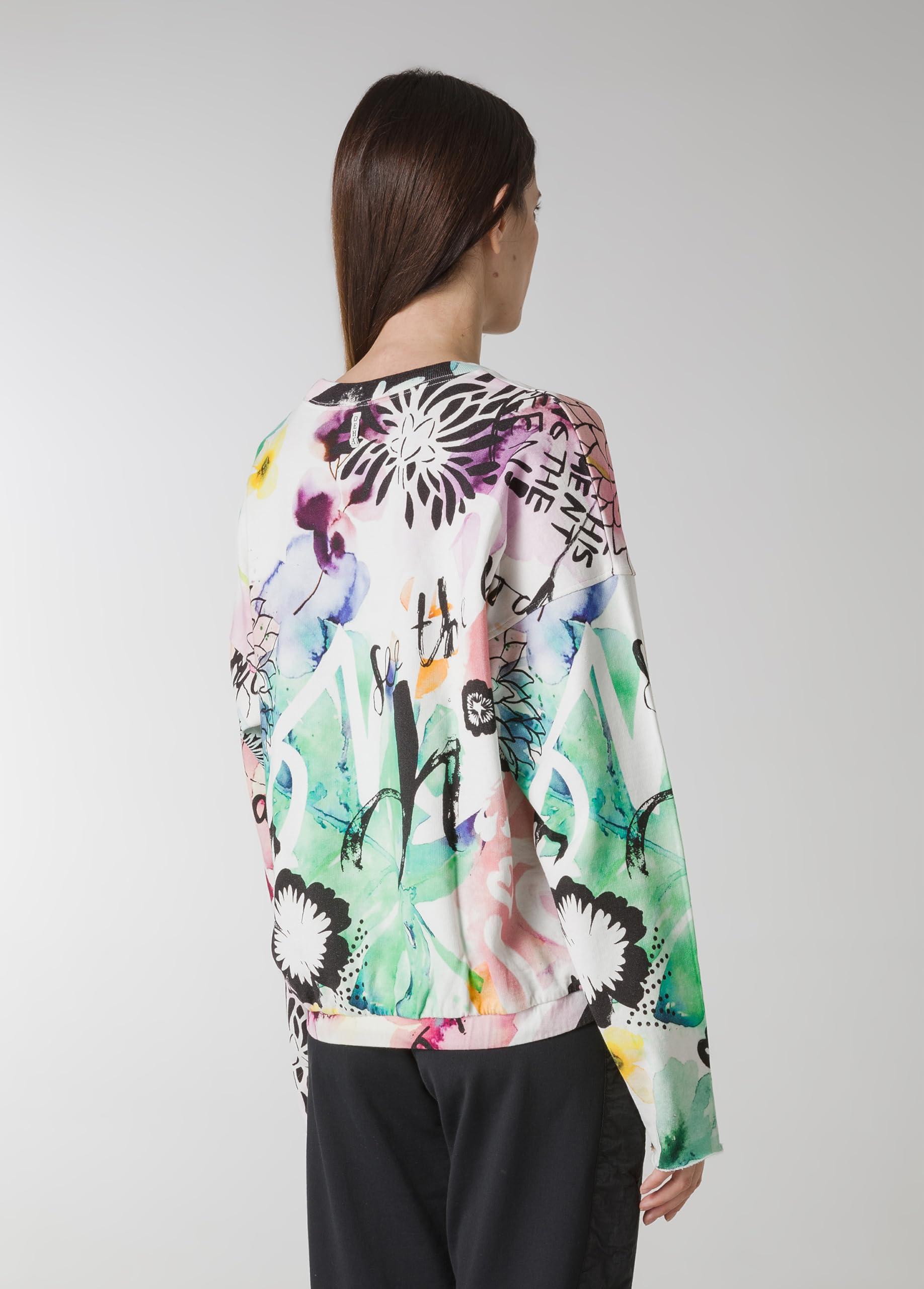 DEHA - Felpa Allover Crew Sweatshirt in Cotone per Donna