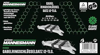 Brüder Mannesmann Werkzeug M19652 çatal halkalı anahtar seti, 12