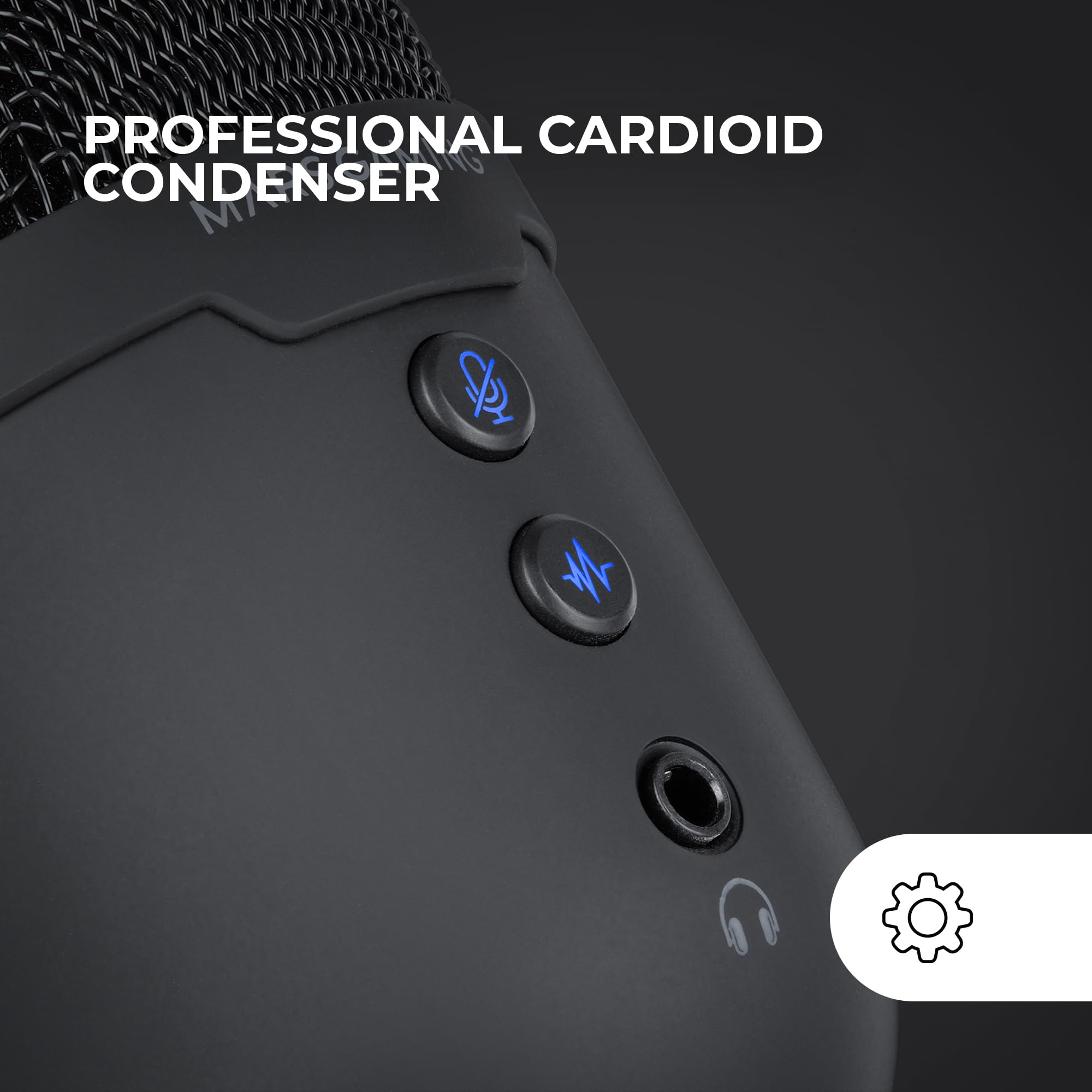 Mars Gaming MMIC-CX, Microfono da Studio Professionale, Design Compatto ARGB, Audio Alta Definizione, ENC Noise Cancel, Condensatore Cardioide, Mute, USB Plug&Play, Jack 3.5mm, Nero