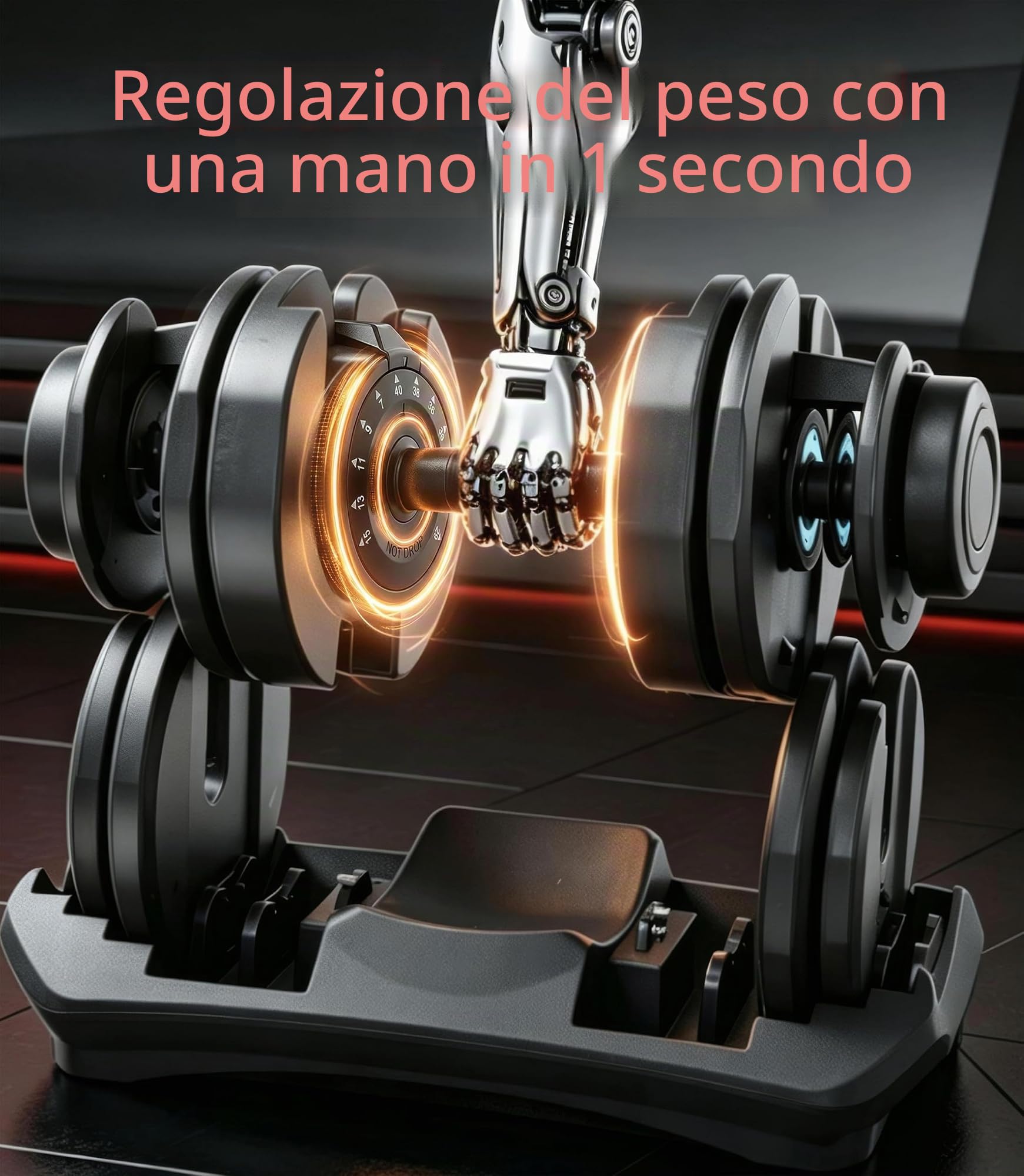 HAKENO Manubrio regolabile singolo, perfetto per bodybuilding, fitness, sollevamento pesi, allenamento casa, palestra, meccanismo di bloccaggio facile e sicuro