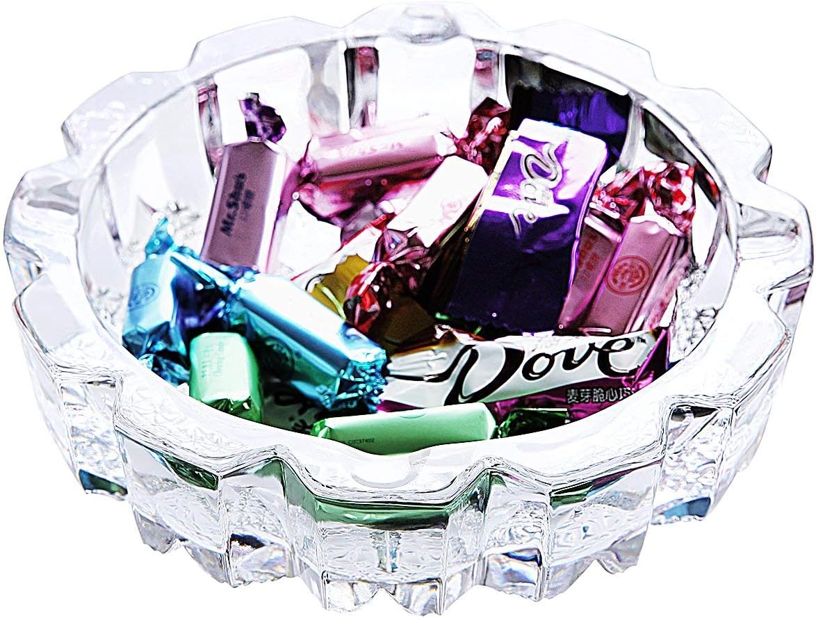 HomeFastCrystal Quality Round Glass Ash Tray, Smoke Collectible Tribal Decoration