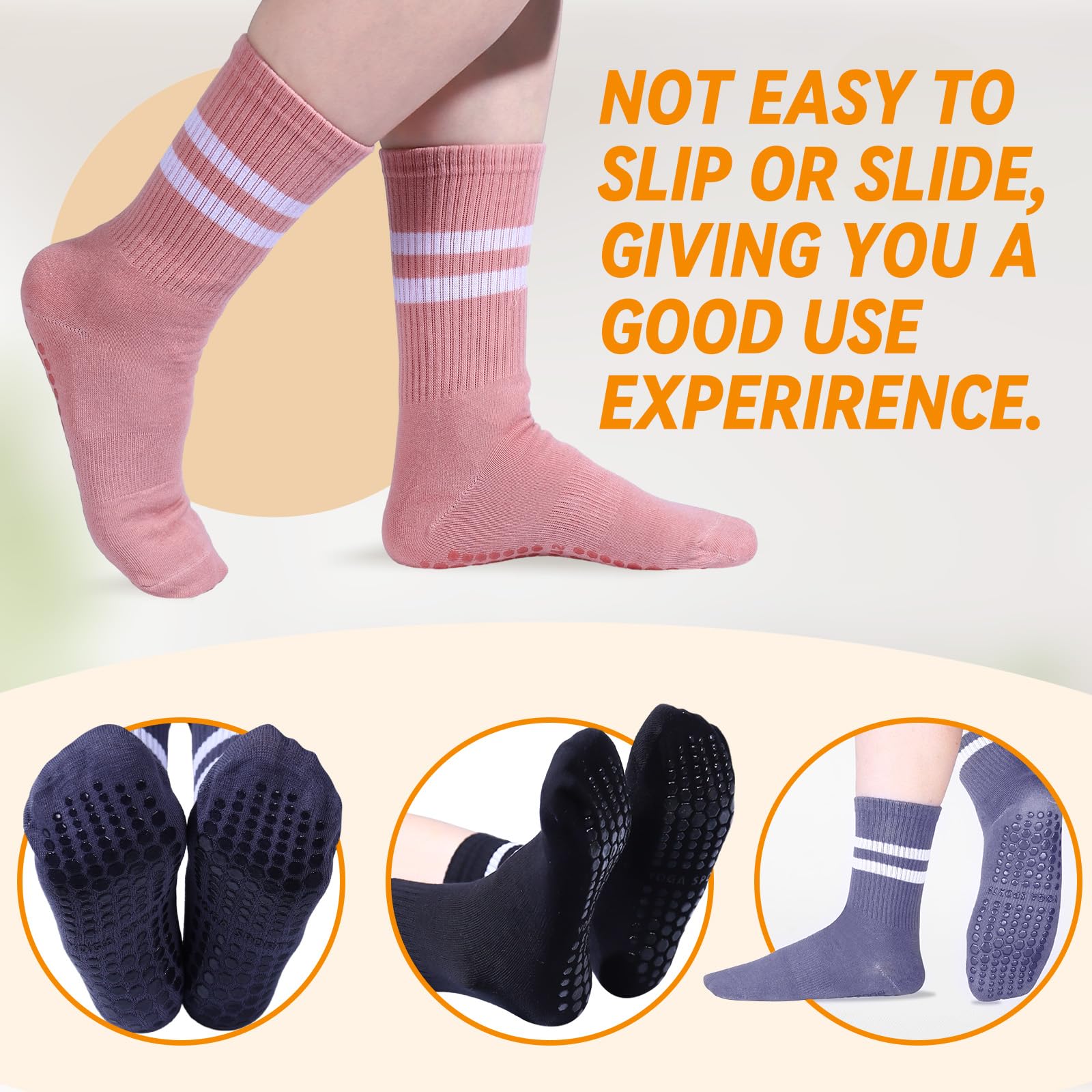 Jspupifip 24 pares de calcetines largos de pilates para mujer con agarres, calcetines de yoga antideslizantes a granel para el hogar, hospital, calcetines para yoga, pilates, entrenamiento de barra,