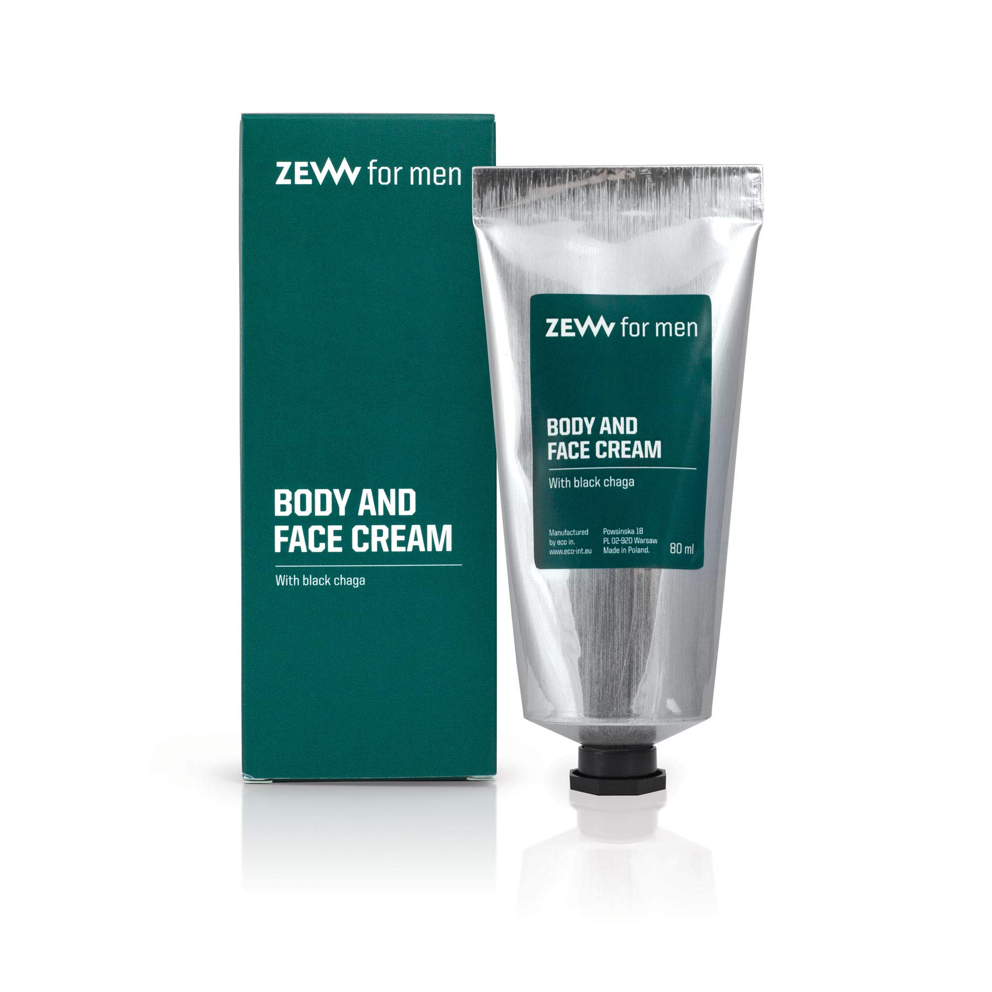 Zew For Men Moisturising Body & Face Cream, Durable & Sustainable for Mens Health, Deeply Moisturises the Skin, with SPF15, 80ml
