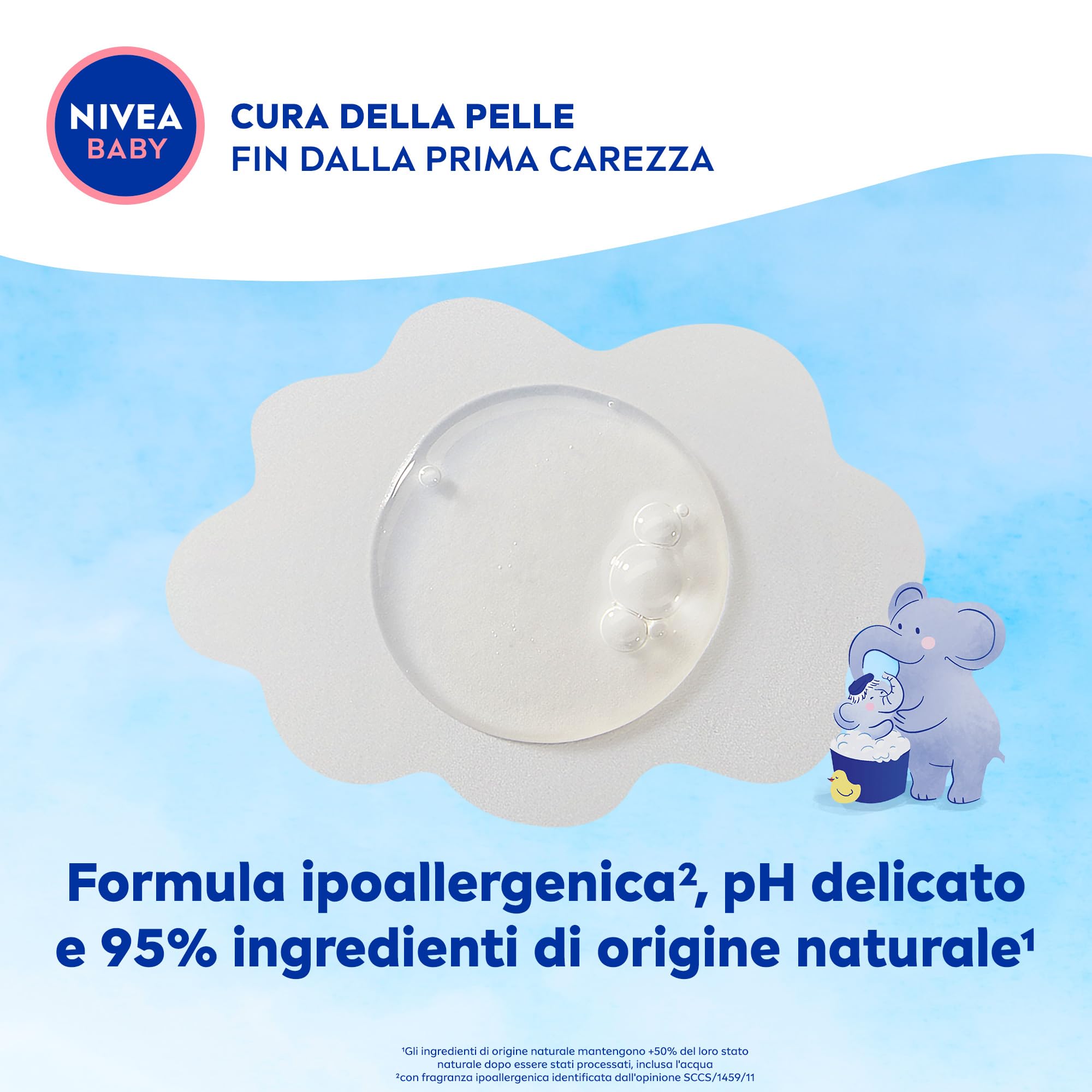 NIVEA BABY Gel Doccia dai Capelli ai Piedini 500ml, Bagnoschiuma bambini per pelle e capelli morbidi e puliti, Bagnoschiuma neonato con protezione no lacrime, Shampoo bambini idratante ed emolliente