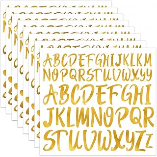 416 Pcs Gold Letter Stickers, 8 Sheets 2 Size Graduation Cap Stickers, 1" & 1.5"