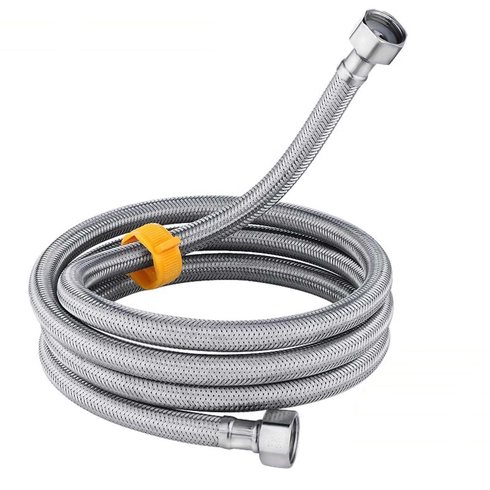 Connecteur de ligne d'alimentation de robinet, filetage de compression femelle G1/2 x connecteur femelle G1/2, filetage droit, ligne de tuyau d'alimentation en eau en acier inoxydable 304 (2 m)