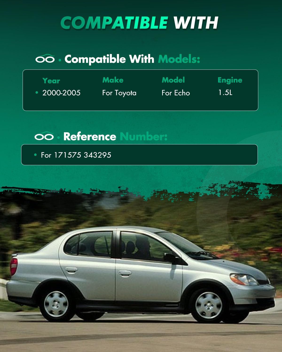 SCITOO Front and Rear Complete Struts Assembly Shock Absorber for Toyota Echo 2000-2005 Automotive Replacement Struts 171575 343295 - Set of 4