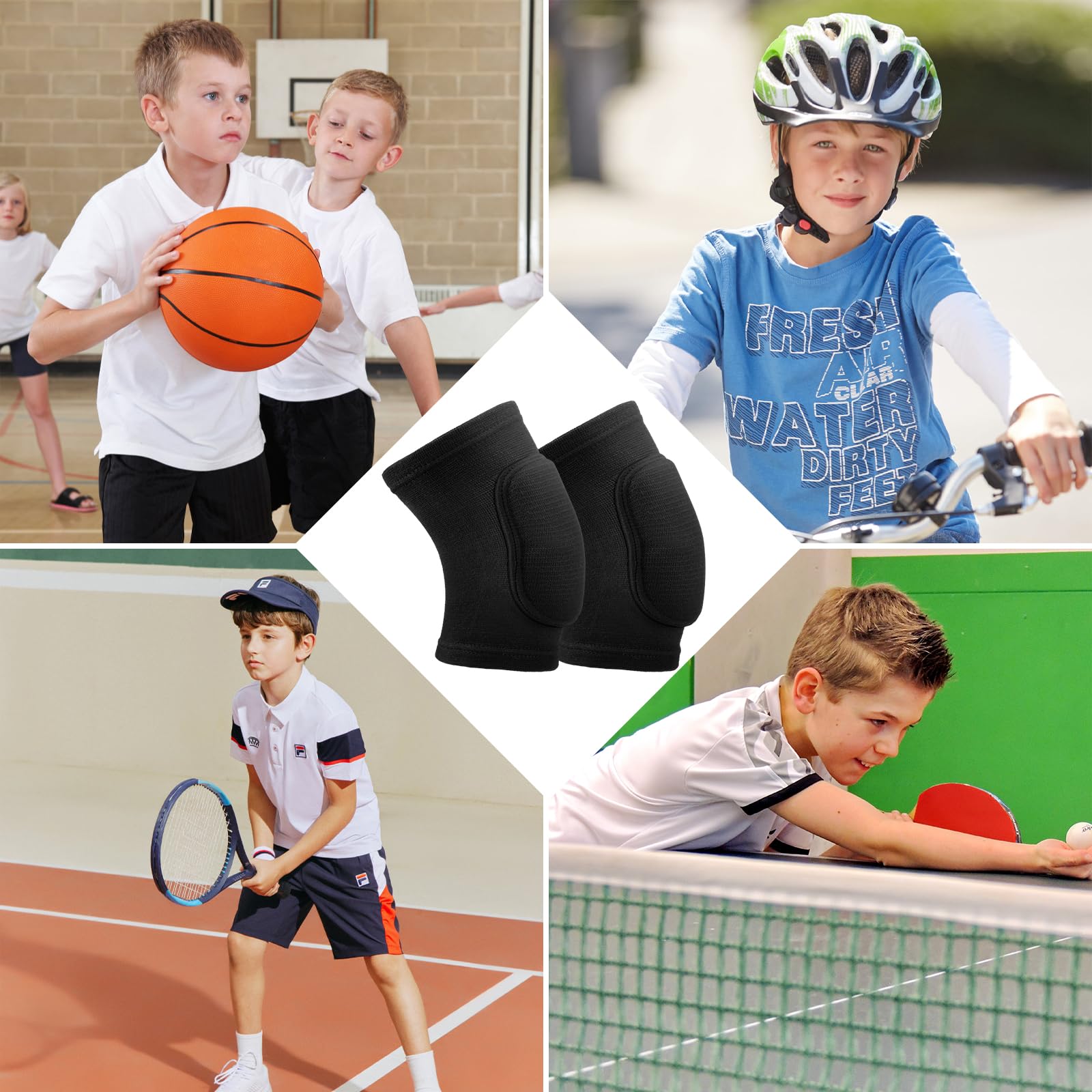 1 Paire Genouillère Sport, Genouillères Enfants, Antidérapantes, Rembourrées en Mousse, Genouillère pour le Volleyball, Danse, Skateboard, Basket-ball, Football (Taille S, Poids : 25 à 45 kg)