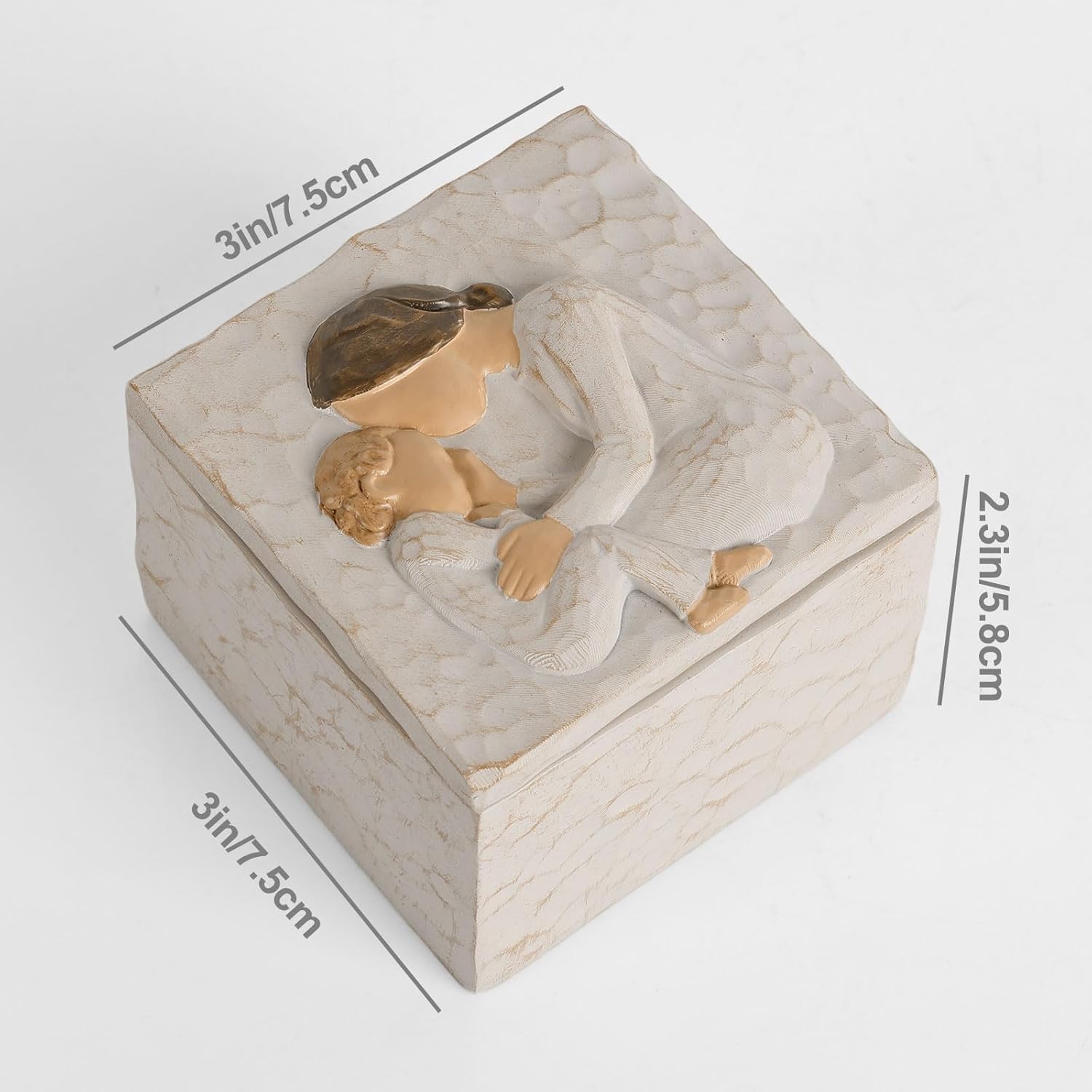 QIANLING Gifts for Mom - New Mother Keepsake Box, First Time Mom Gift, Mother’s Day & Birthday Gifts for Mother, Sculpted Hand-Painted Jewelry & Small Treasures Decorative Box