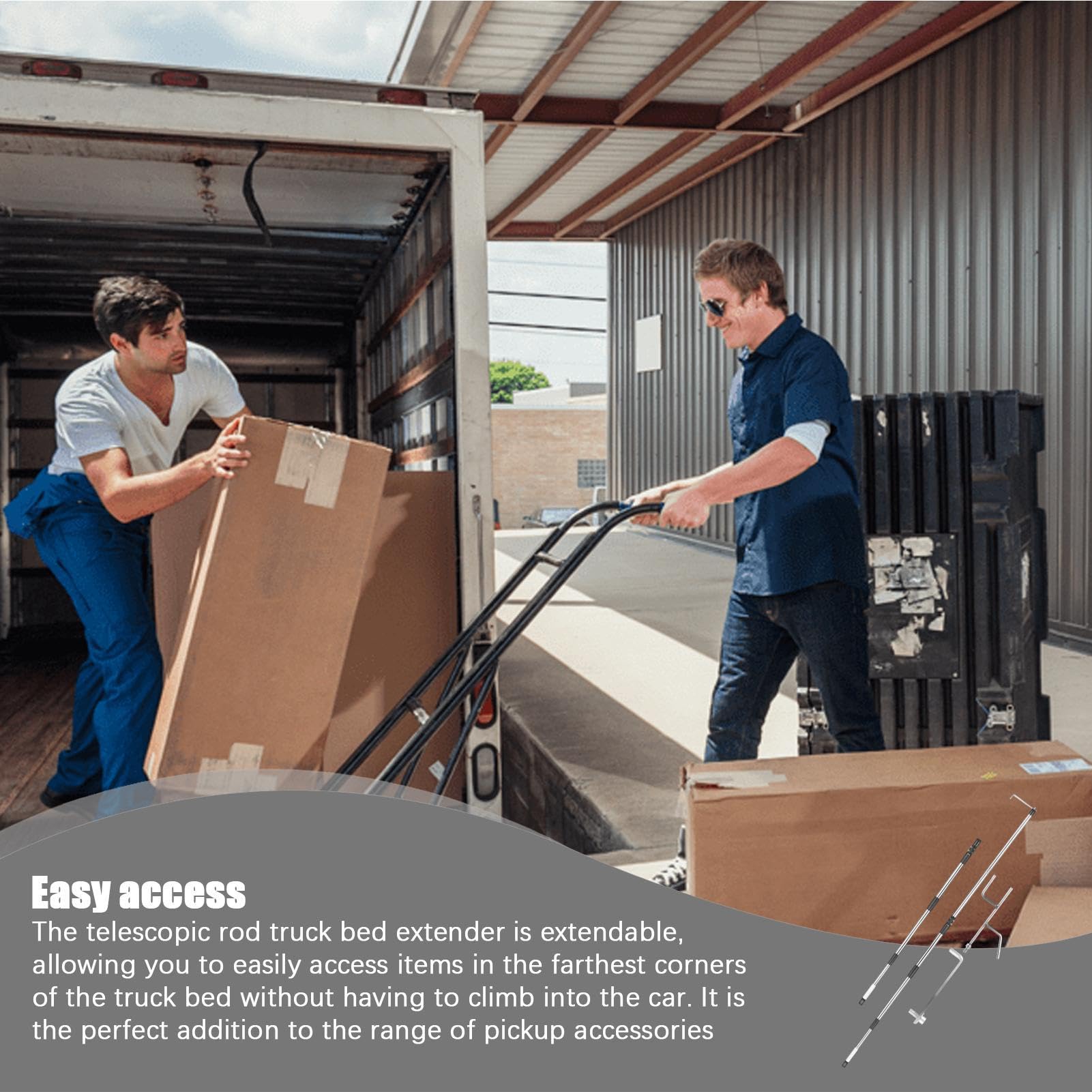 Herramienta de Agarre para camionetas, Pinzas de Plataforma para camionetas, Herramienta telescópica para recuperación de Carga de Camiones, Herramienta de Acceso Multiusos para Camiones con Mango | Agarrador Herramienta De Alcance De Carga Multiuso Para
