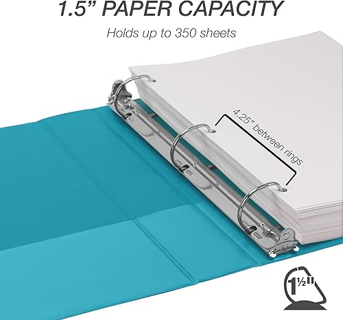 Vista 158 de Samsill Carpeta duradera de 1.5 pulgadas, fabricada en los Estados Unidos, carpeta de anillos en D, carpeta transparente personalizable, surtido