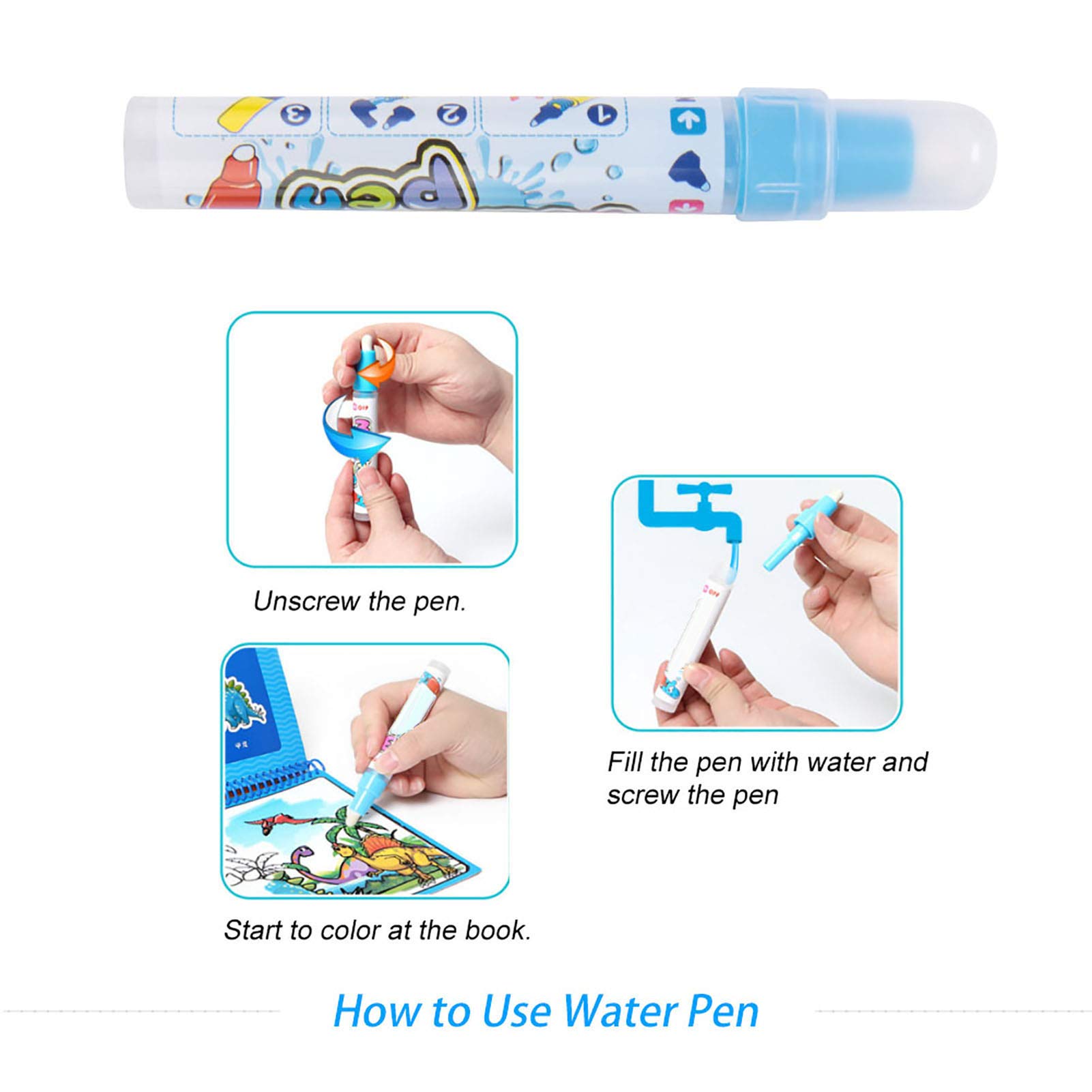 Generic Livre de Coloriage pour Enfants, Stylo à Eau Réutilisable, activité de Peinture, Jouet éducatif pour Enfants D'âge Préscolaire, Taille Portable (Type A