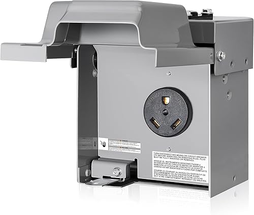 SURAIELEC Caja de salida de 30 amperios, caja de alimentación 3R a prueba de lluvia con panel de receptáculo NEMA TT-30R, caja eléctrica con