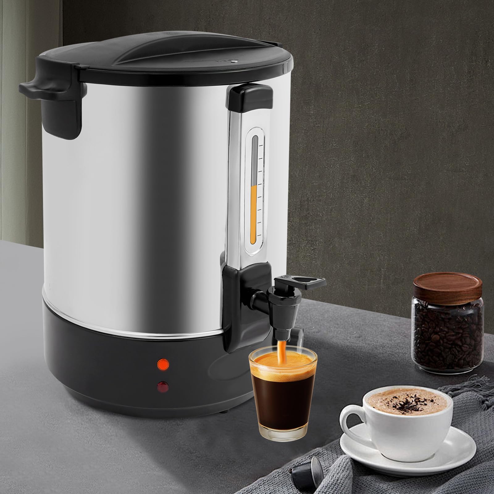 DYNAMI Electric Water Boiler and Warmer,5 Gal 304 Stainless Steel Hot Water Dispenser,Hot Drink Dispenser with Spigot,86-230 ? Temperature Control,for CoffeeTea Milk Water (Black)