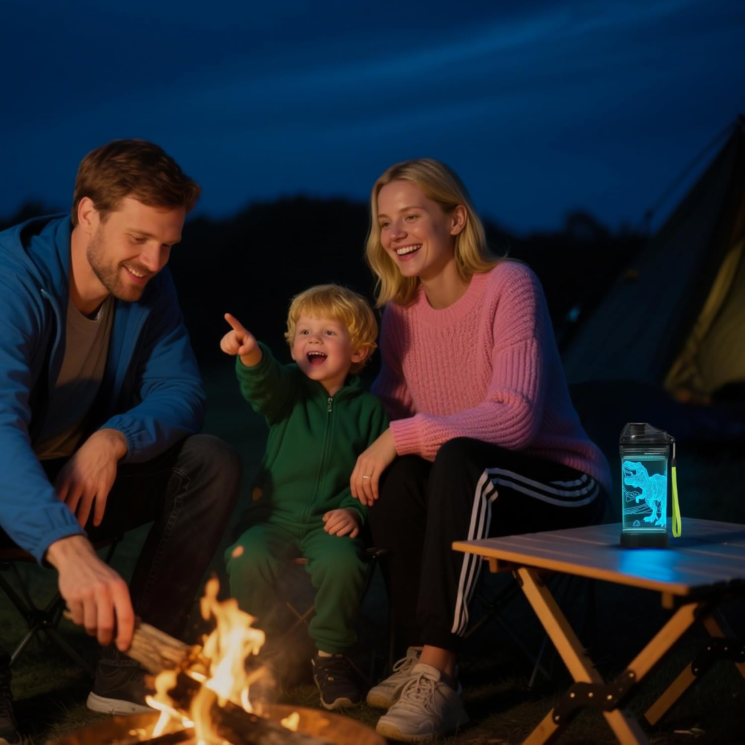 YuanDian Light Up Kids Water Bottle with 3D Dinosaur Tyrannosaurus Rex Design- 14 OZ Tritan BPA Free - Cool Drinking Cups Gift for School Kids Boy Girl Child Christmas Holiday - Image 4