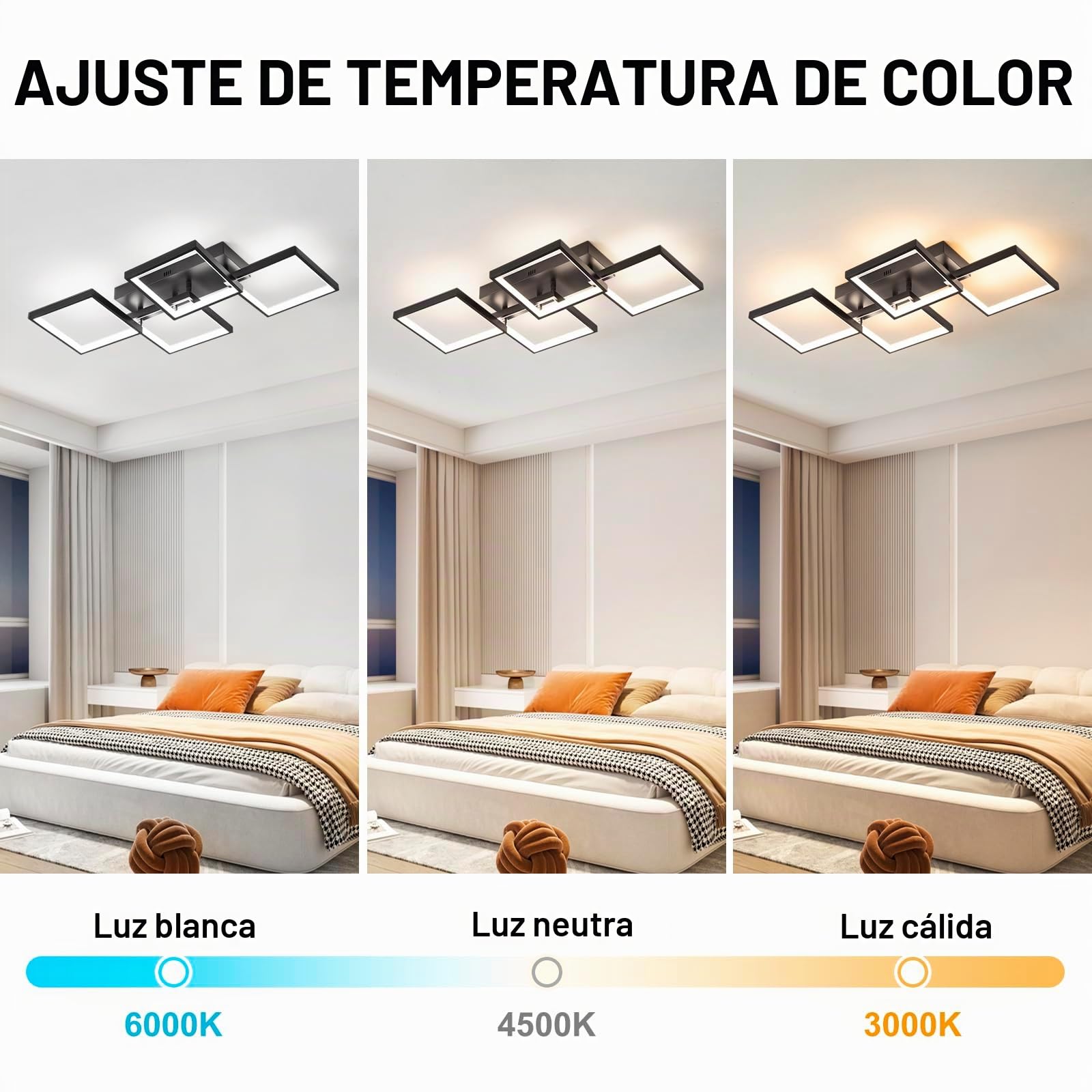 Plafon LED Techo Regulable Moderno, 82CM/48W Lámpara de Techo | Iluminación de Techo Rectangular para Dormitorio Comedor Con Luz Nocturna Y Función De Memoria