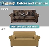 Vista 203 de Asnomy Couch Covers for 3 Cushion Couch Stretch Sofa Covers Slipcovers, Pet Protector Furniture Covers for Dogs Cats Spandex Jacquard Fabric Small