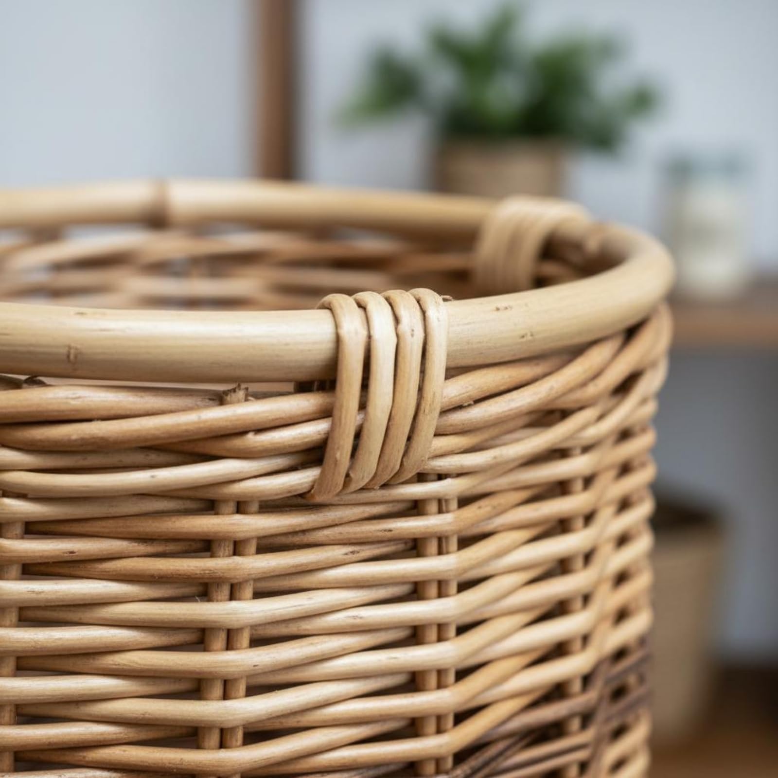 2 Pezzi Vaso in Viminio Naturale Coprivaso Decorativo in Rattan Decorazione Doppitezza Vaso Intrecciato Rattan per Vetrina, Set Di 2 Cesti Piccolo + Grande