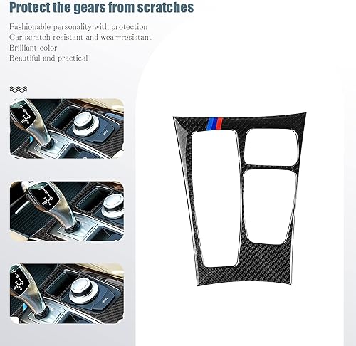 Miniatura 5 de Pacify Cubierta del panel de la palanca de cambios de fibra de carbono, control central, panel de cambios, adhesivo protector compatible con BMW X5