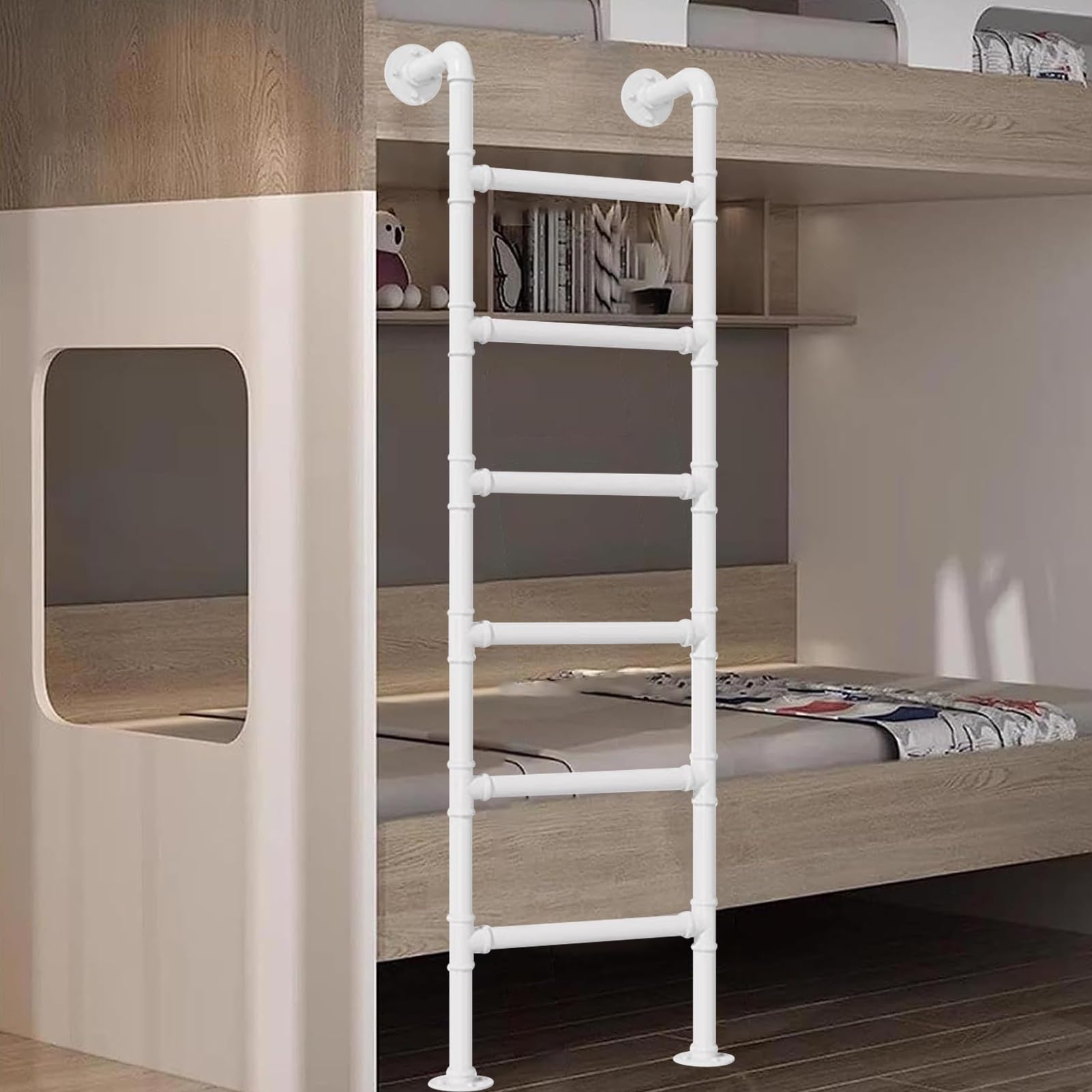 Escalera de pie metálica de 170 cm para subir a literas y accesos altos