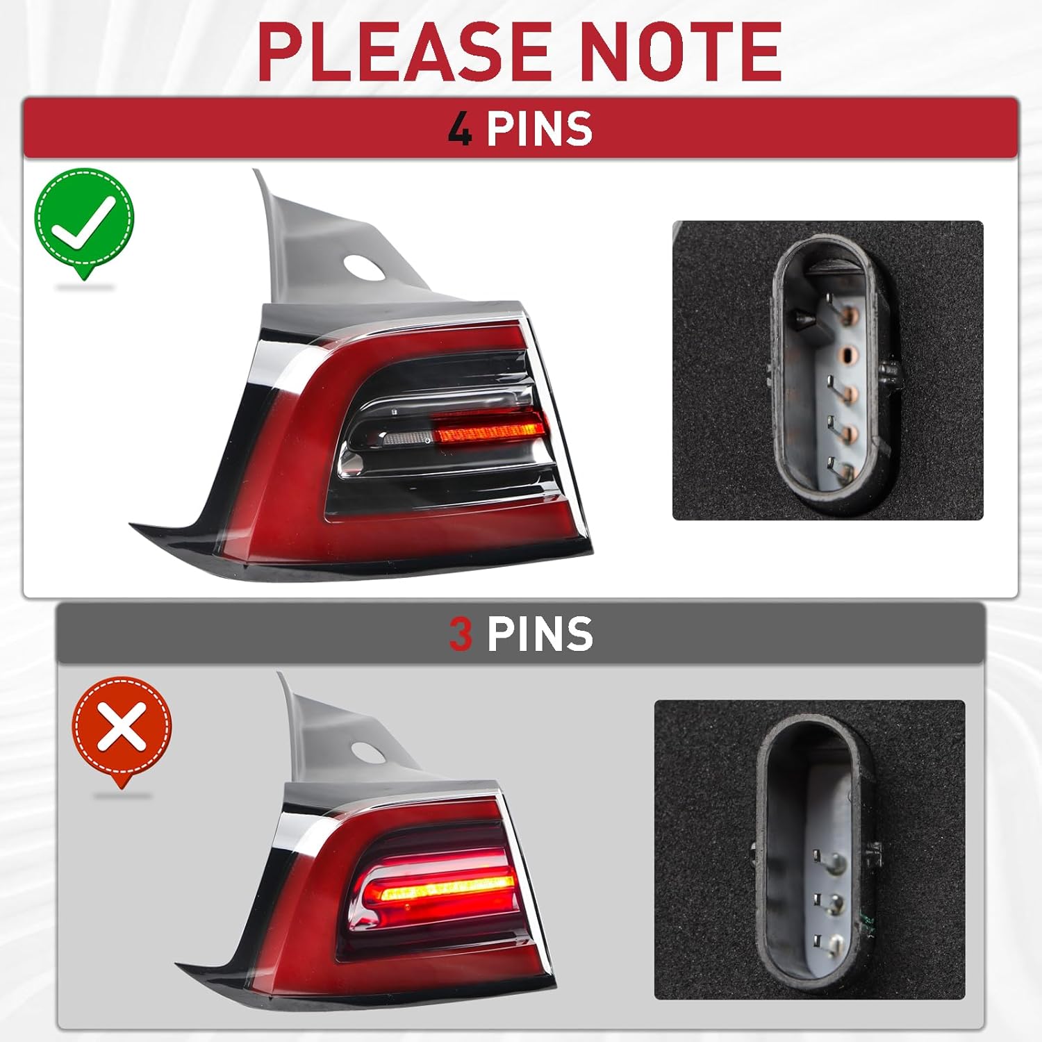 4PIN Tail Light Rear Lamp Assembly Compatible for 2017-2020 Tesla model 3 Left Driver Side (Amber Turn Signal)