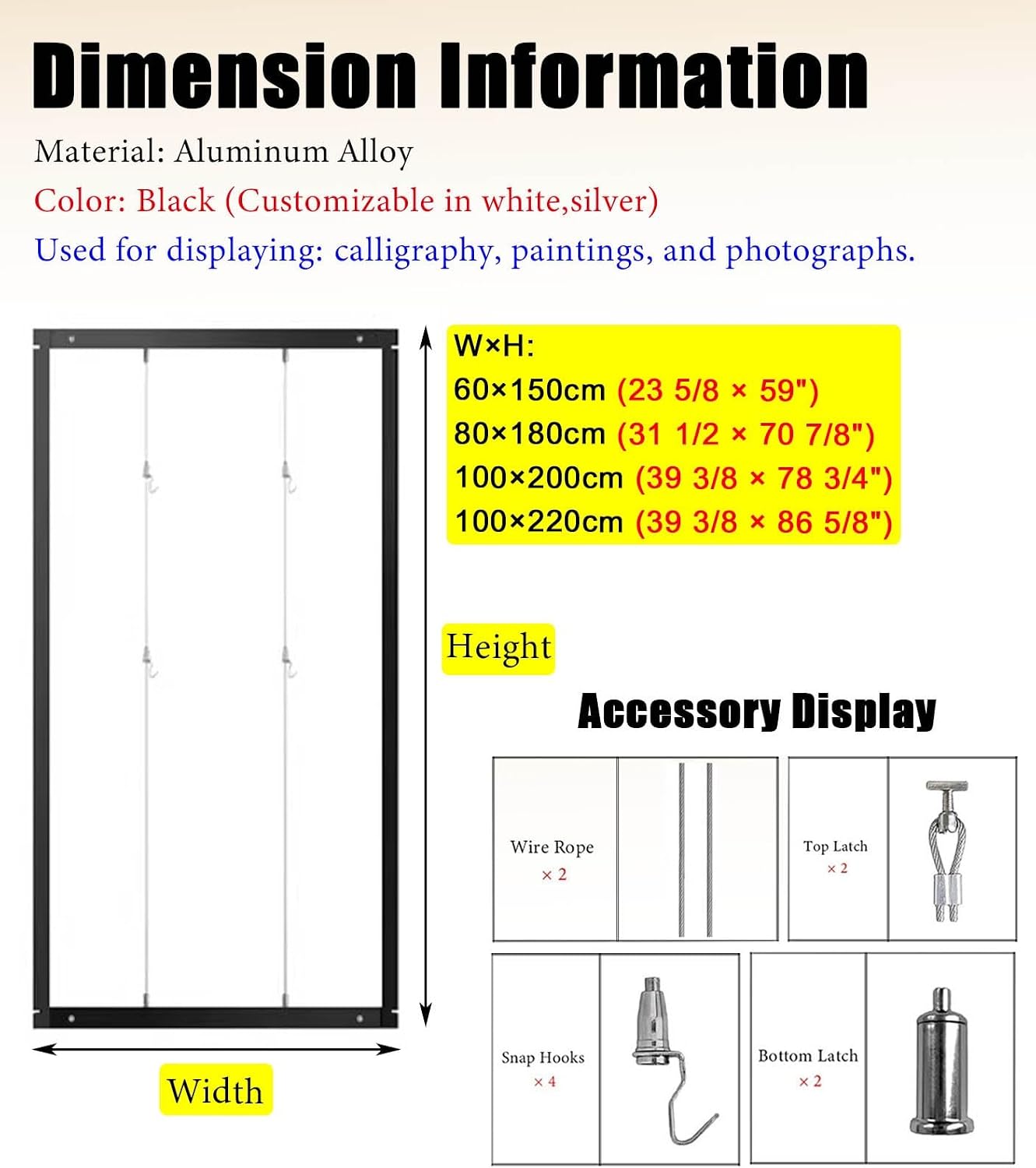Picture Frame Hanging Wire Brackets, Folding Display Rack for Indoor Outdoor Exhibitions, Photography Stand - Set of 6,5pcs-80x180cm