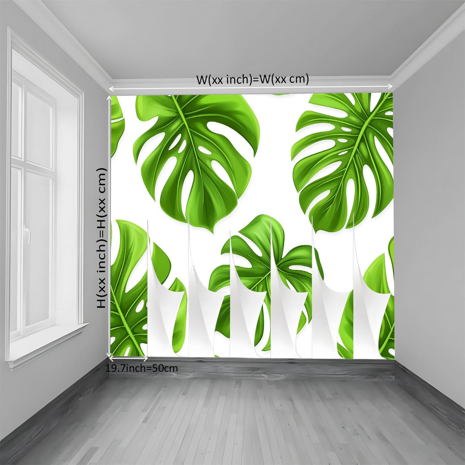 Fototapeta z włókniny, 350 x 256 cm, tropikalne liście, Monstera Deliciosa, tapeta na flizelinie, tapeta ścienna, efekt 3D, nowoczesna tapeta do salonu, malarstwa, pokoju dziecięcego, tło TV, tapeta z