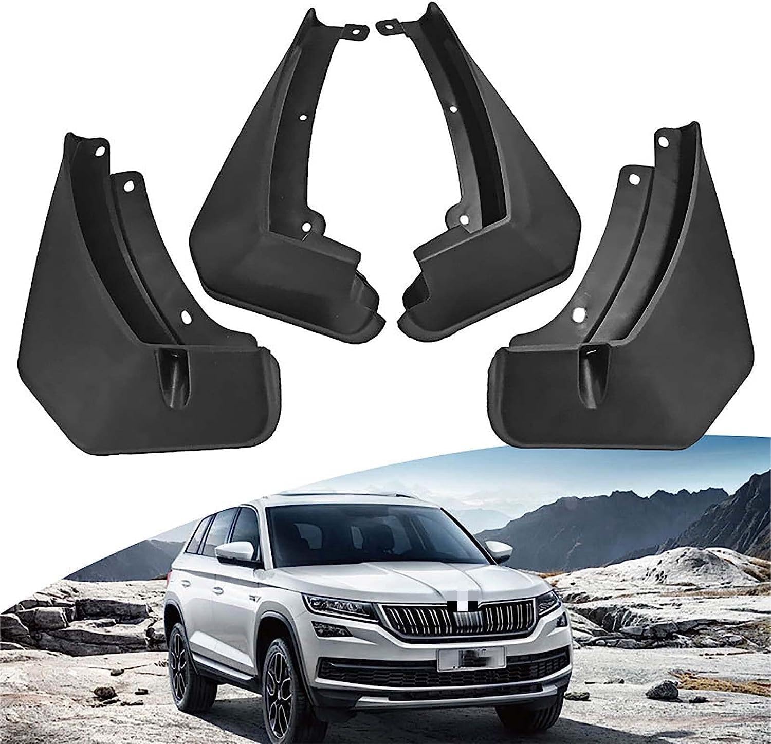 ZHMYDY 4 Pcs Car Mud Flaps for Kodiaq 2016-2021, Mudflaps Strong Toughness Baffle Protection All Weather Protector Easy Installation Waterproof Easy Install Guard Mudguards Parts