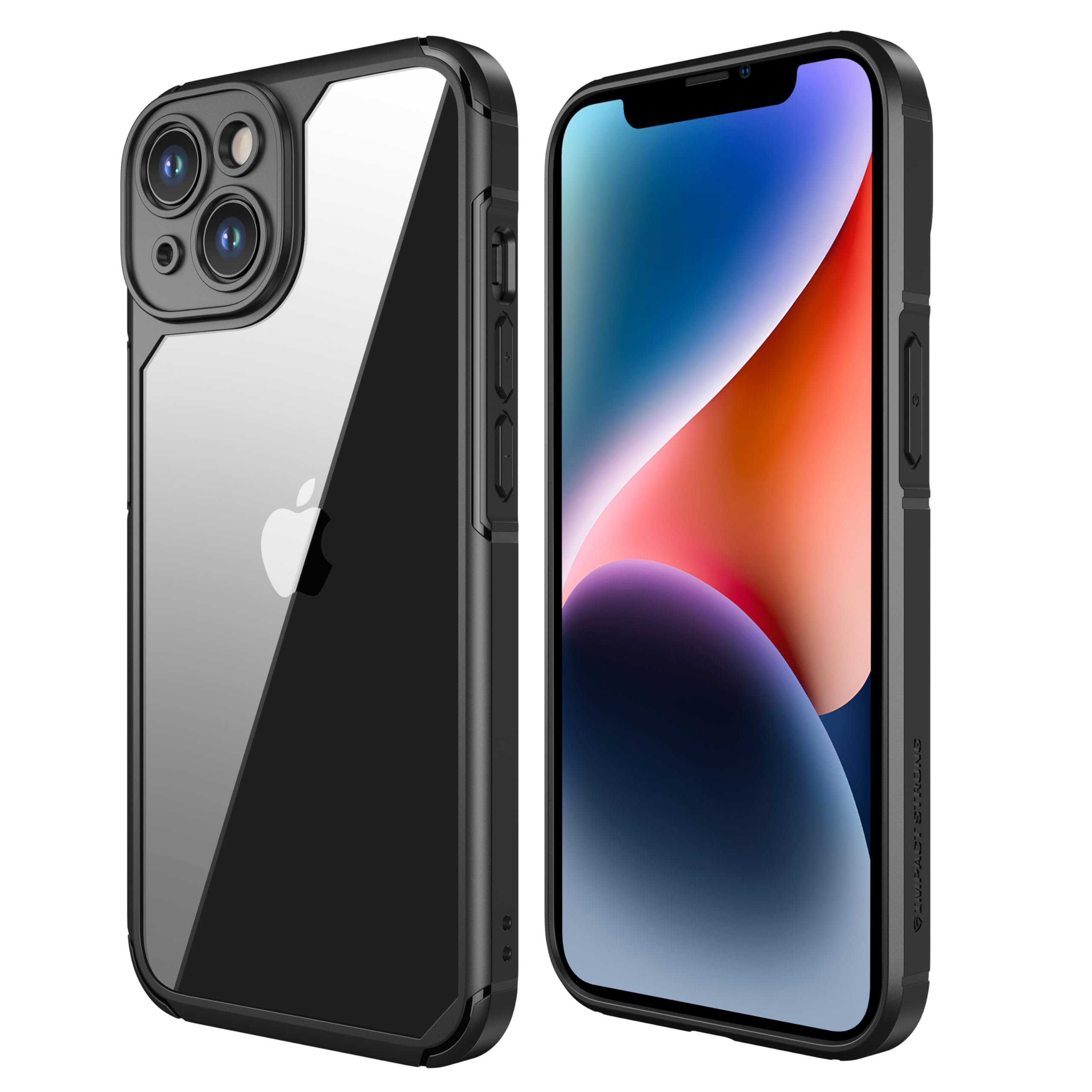 ImpactStrongClear Guard for iPhone 14 Case [Camera Protection] Military-Grade Drop Defense, Anti-Yellow, Shockproof Transparent Cover, Black