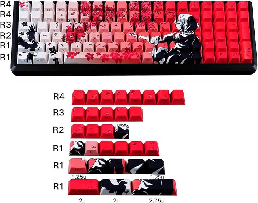 K&Y♡ Amazon.com: YMDK 129 Raven Sakura Keycap Cherry Profile Double