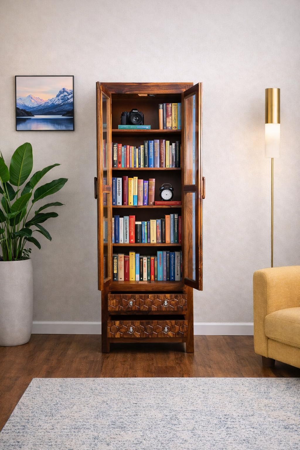 チェスト・キャビネット Antique Book open Shelf Caster Antique shelf cabinet Vintage book Rack cabinet - Antique Home