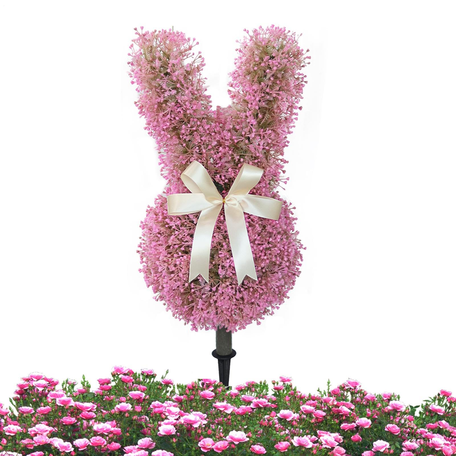 Topiary w Kształcie Króliczka na Zewnątrz Sztuczne Dekoracje Zewnętrzne | Realistyczna Dekoracja Ogrodowa do Domu Ogrodu Biura Kawiarni Werandy Kominka Patio Wejścia Salonu Sypialni Gabinetu