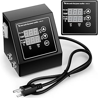 Heat Press Control Box 12 x 15 Inch Transfer Sublimation Print Machine Replacement Digital Box Type K Temperature Control Box Double Hole Temp Timer Control Box LED Digital Heating Controller