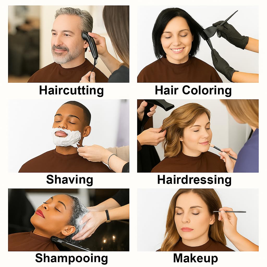 MAKSTILE Short Hair Cutting Cape for Women & Men | Salon & Home Use Hair Dye, Styling, Makeup Apron | Lightweight Barber Cape for Haircut, Shampoo & Beauty Artists - Size: 36 x 29 Inches (Coffee) - Image 3 thumbnail