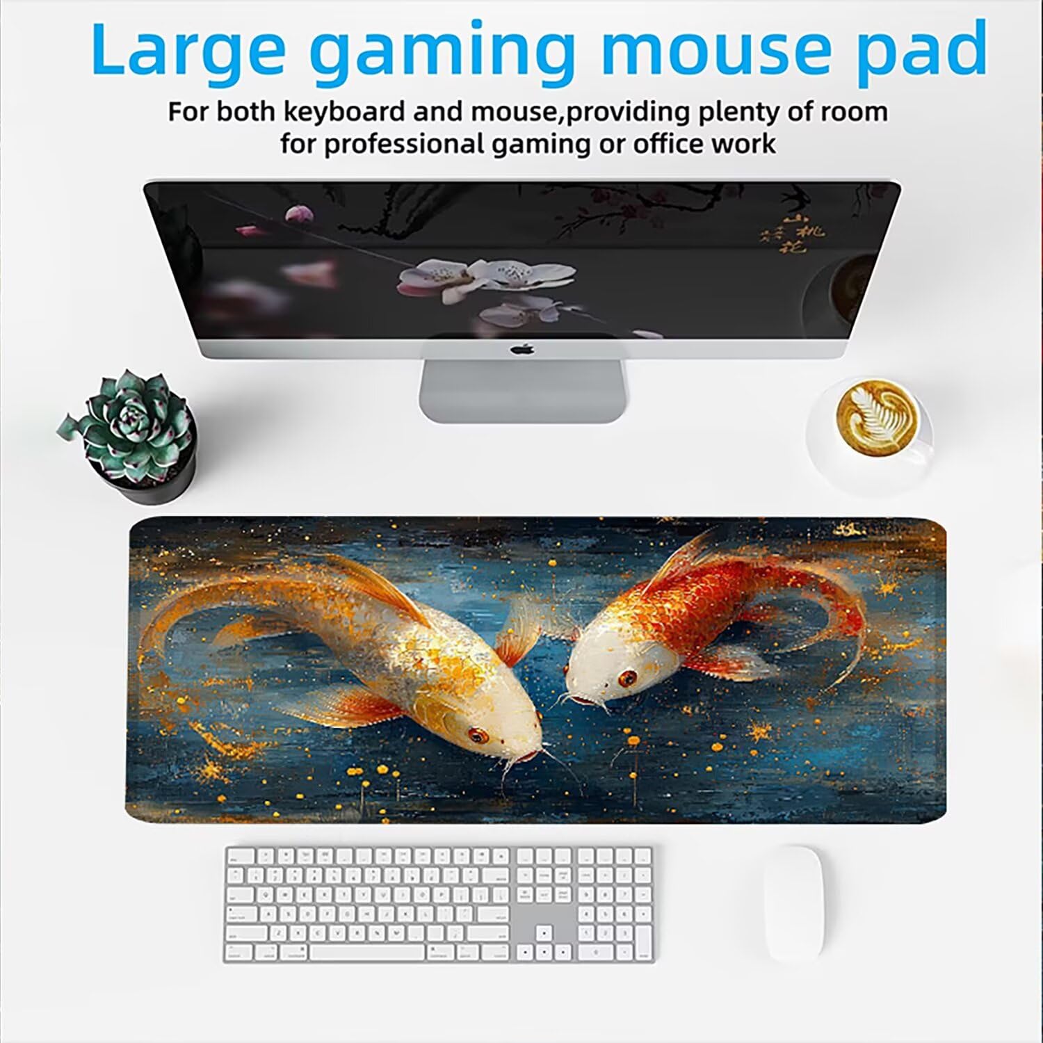 Podkładka pod mysz AAA XXL 1000 x 500 mm duża mata na biurko szyta krawędź wodoodporna antypoślizgowa, laptop poprawia precyzję i szybkość. Gracz, komputer, karp koi zwierząt w0w715