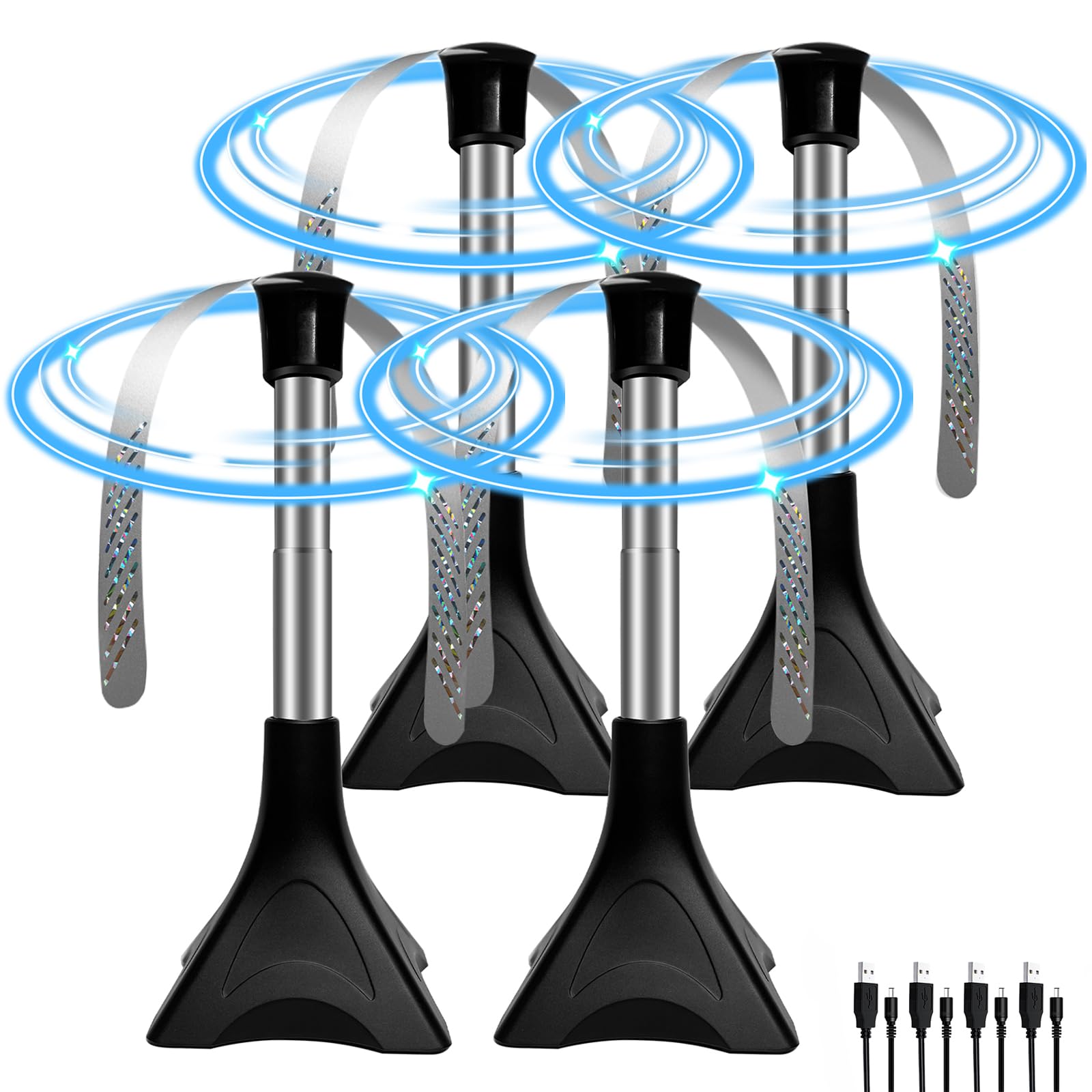 Lot De 4 éventails Anti-mouches De Table - USB Rechargeable, Sans Produits Chimiques, Pour Repas En Extérieur