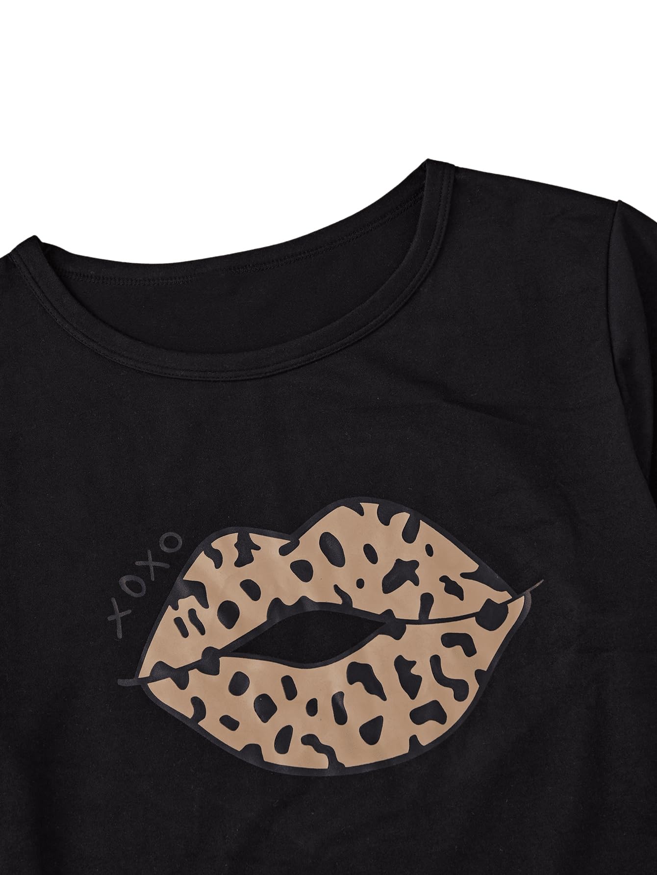 GORGLITTER Conjunto de pijama de 3 piezas para mujer, diseño de leopardo, camiseta y pantalones, ropa de dormir corta con camiseta