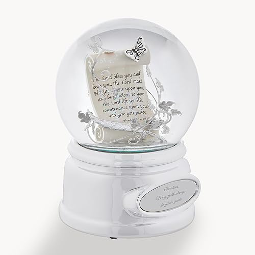 Miniatura 3 de THINGS REMEMBERED Globo de nieve musical con pergamino de oración inspirador grabado, reproduce música "Amazing Grace", regalo hermoso y único