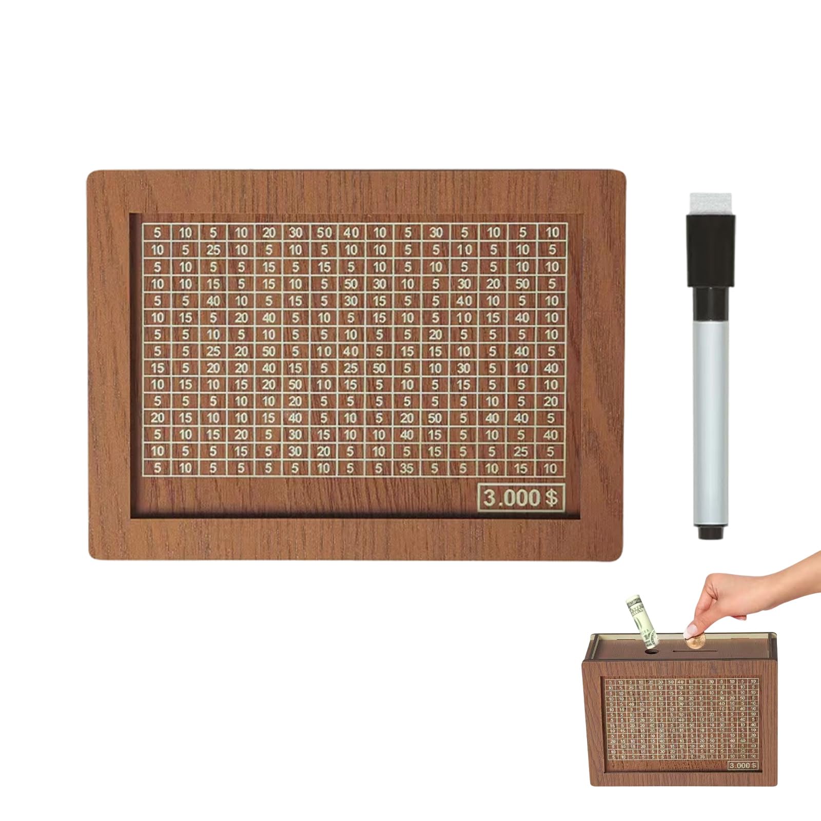 Wood Money Box Cash Saver Box with Integrated Display Numbers Perfect for Family Budget Planning Cash Saver with Numbers