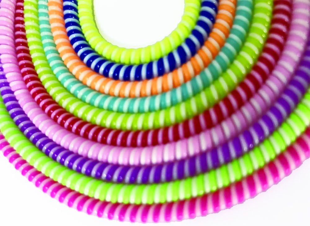 Restonc 10pcs Spring Protector Cover Cable Line for Phone USB Data Sync Charging Cable (Double Color(Mixed))