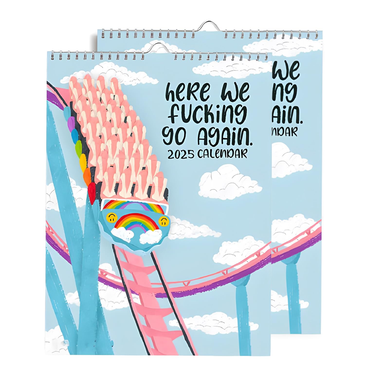 Here We Go Again Calendar 2025, Trash Talk Wall Calendar 2025, Funny Calendar 2025 Planner, Calendar 12 Months Scheduling Organization, Novelty Planning Wall Calendar Note Pads for Home Office (2PCS)