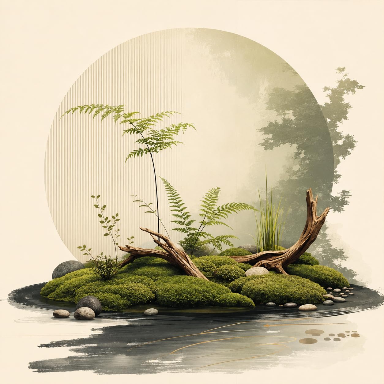 Centrotavola muschio naturale verde, artificiale con base composita 28mm, per ristorante e casa, stile New Chinese Aesthetic, Everlasting Moss 110cm Long Xiangyi