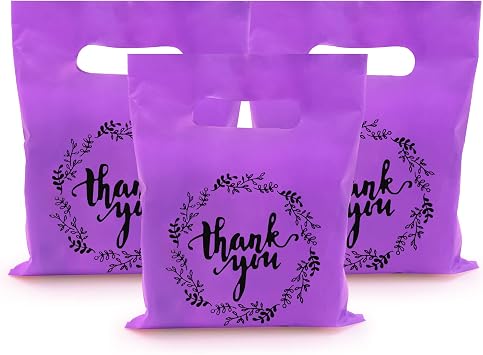 Plastic Thank You Merchandise Bags Party Present Bags Candy Cookie Treat Bags for Birthday Party Baby Shower Wedding Christmas Retirements