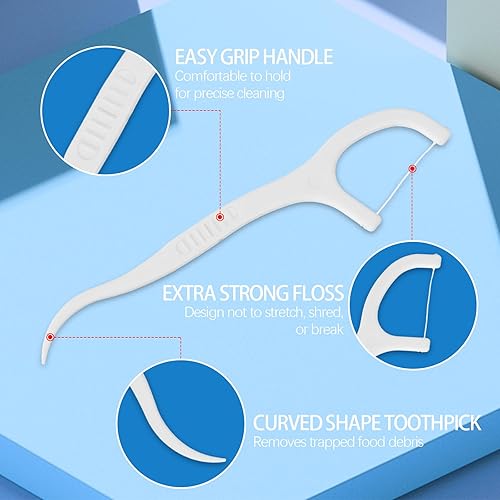 Dental Floss Picks 300ct | Double Clean Flossers with Toothpick