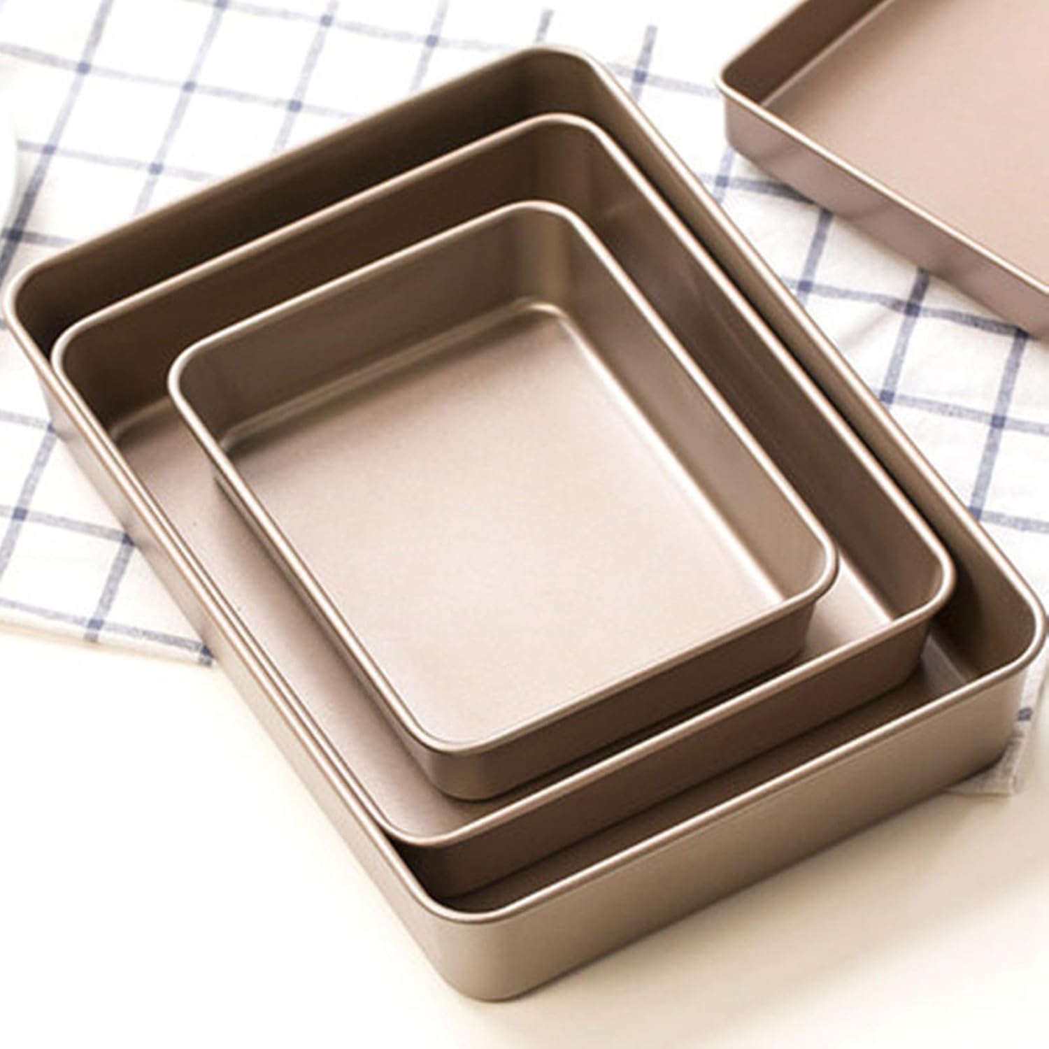 Baking Pan Nonstick Food Grade Carbon Steel Bakeware Heating Evenly 0.8mm Thick Baking Tray Baking Sheet for Household (A-7 [Heavy Steel] Gold 13-inch deep plate)