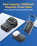 DR.HILL Batterie magnétique Capacité réelle 10000mAh, 22.5W Chargeur portable à charge rapide avec câbles intégrés & AC Plug mural, banque d'alimentation pliable pour Apple Watch Phone 17/16/15/14/13 (Noir)