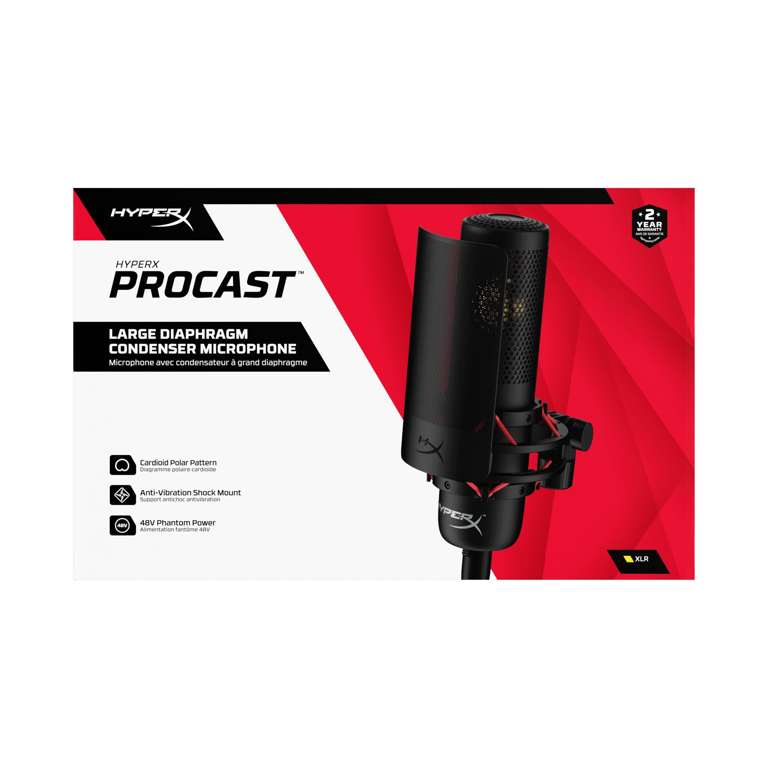 HyperX ProCast – Micro avec condensateur à grand diaphragme, connexion XLR