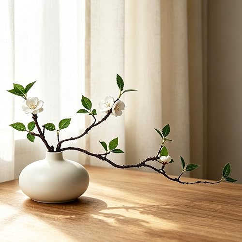 Artificial Greenery in Vase - 20'' Realistic Greenery with Vase Small Fake Plants Potted Plant Faux Plants Indoor Office Desk Plants for Home Decor Weddings Centerpieces Decor - White