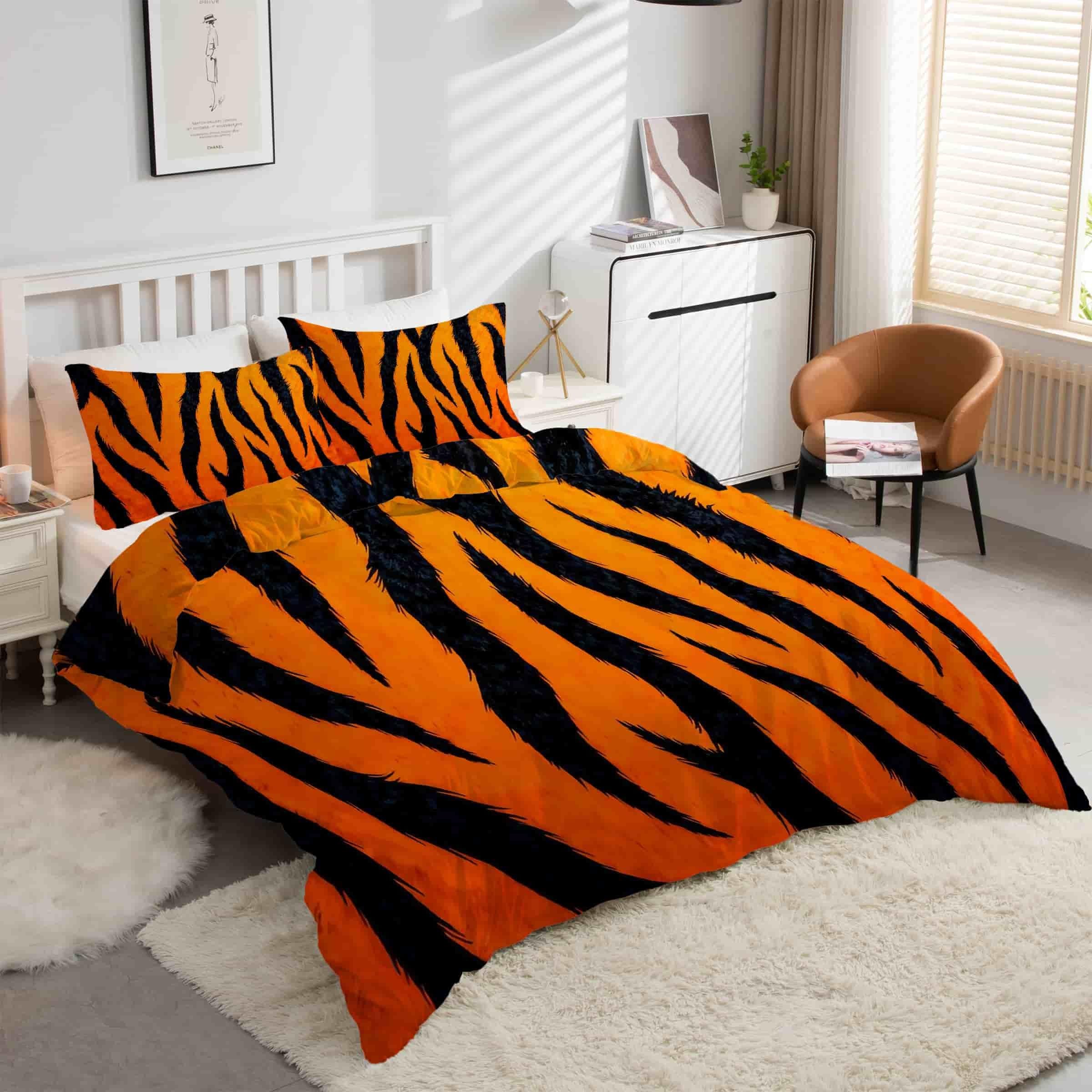 Housse de couette 220x240 léopard en microfibre avec 2 taies